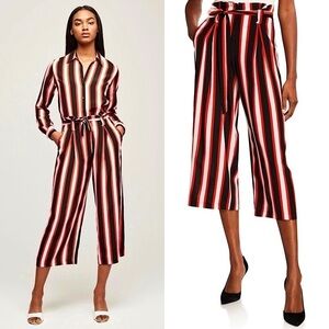 NWT L’AGENCE 70s Silk Stripe Wide Leg Paperbag Tie Waist Ankle Crop Flowy Pant S